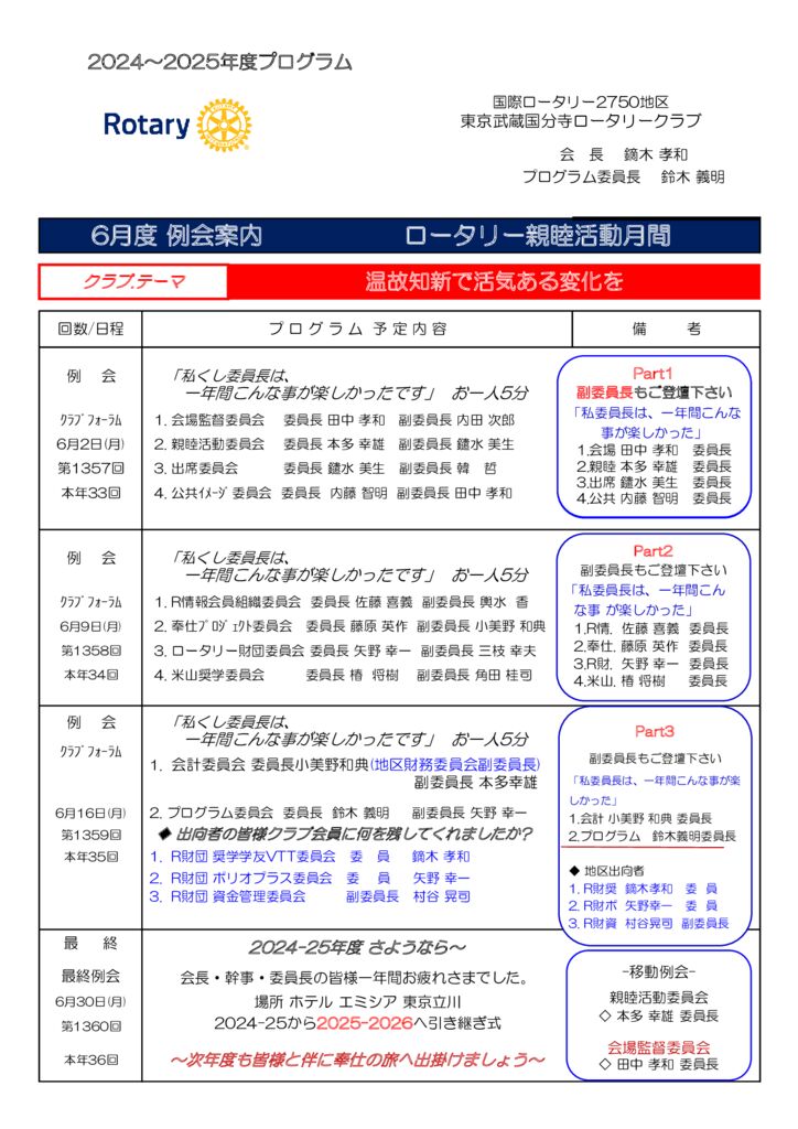 例会プログラム
