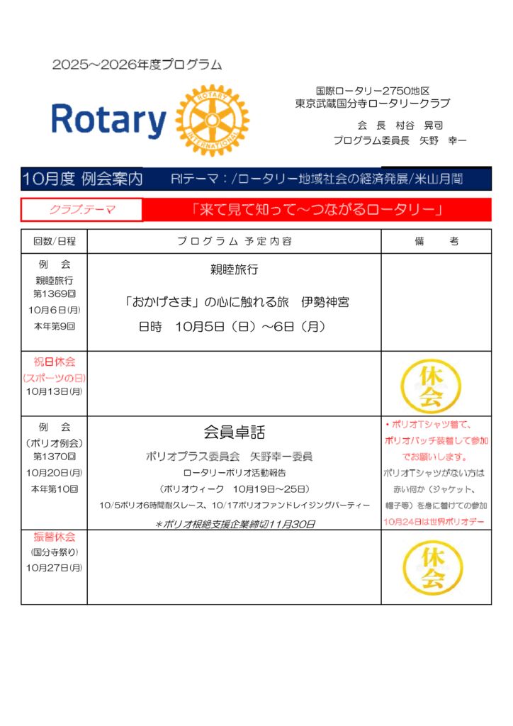 例会プログラム