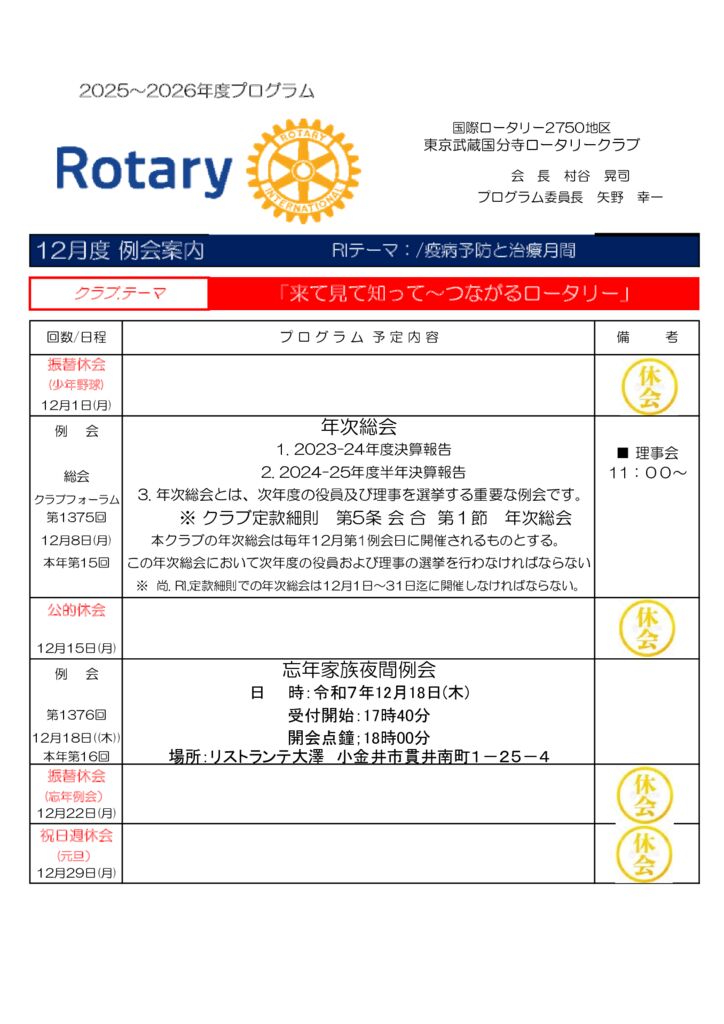 例会プログラム
