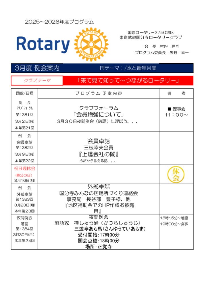 例会プログラム