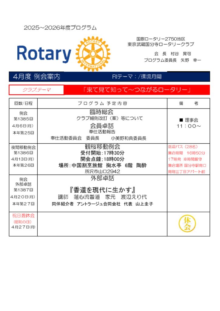 例会プログラム