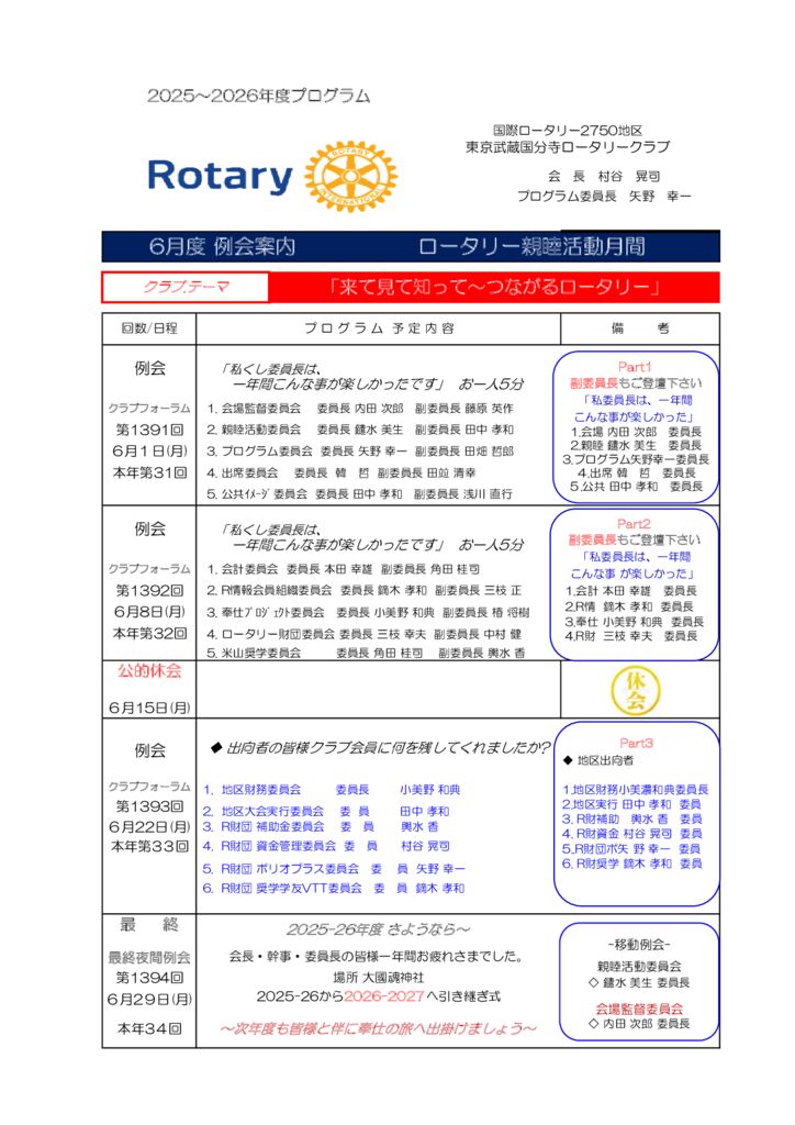 例会プログラム
