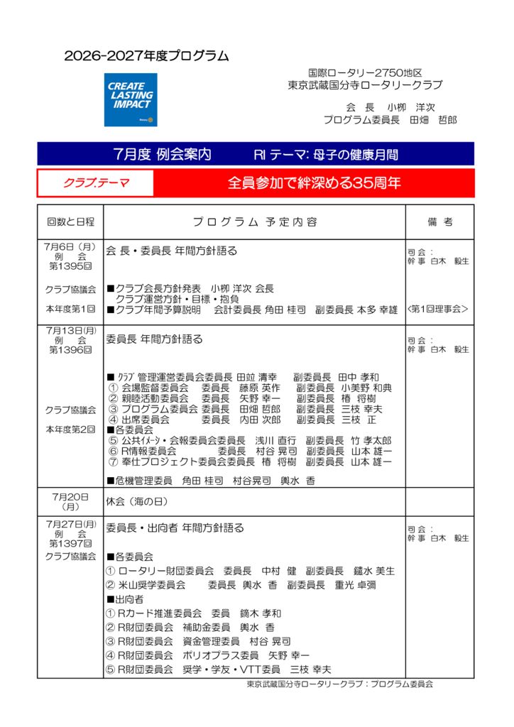 例会プログラム