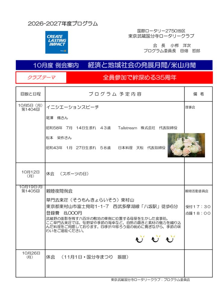 例会プログラム